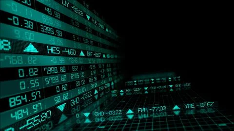 3D rendering of stock indexes in virtual space. Economic growth, recession Stock-Illustration