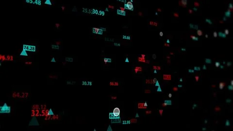 3d rendering of stock market data on a dark background Illustrazione stock