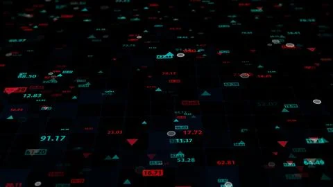 3d rendering of stock market data on a dark background Illustrazione stock