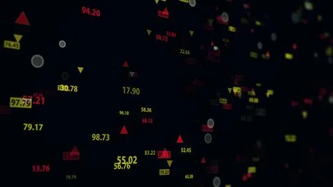 3d rendering of stock market data on a dark background Illustrazione stock