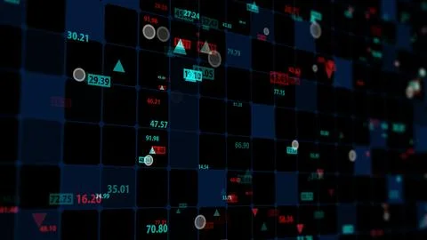 3d rendering of stock market data on a dark background Illustrazione stock