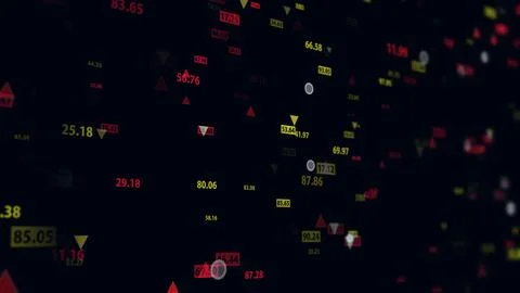 3d rendering of stock market data on a dark background Illustrazione stock