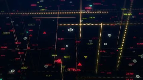 3d rendering of stock market data on a dark background Illustrazione stock
