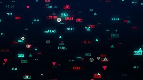 3d rendering of stock market data on a dark background Illustrazione stock