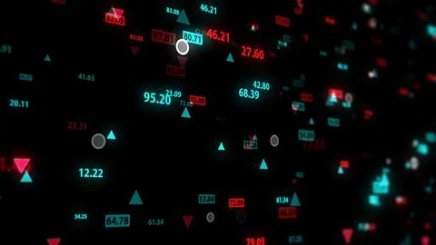 3d rendering of stock market data on a dark background 스톡 일러스트