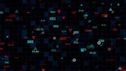 3d rendering of stock market data on a dark background Illustrazione stock