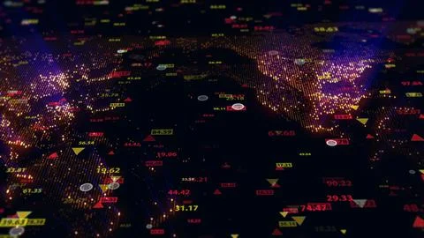 3d rendering of stock market data on digital earth map background Stock Illustration