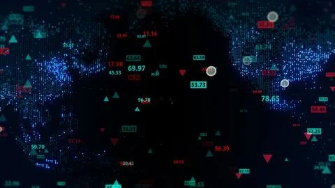 3d rendering of stock market data on digital earth map background 스톡 일러스트