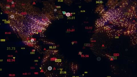 3d rendering of stock market data on digital earth map background Illustrazione stock