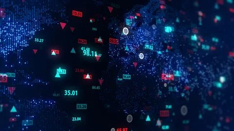 3d rendering of stock market data on digital earth map background Illustrazione stock