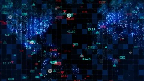 3d rendering of stock market data on digital earth map background 스톡 일러스트