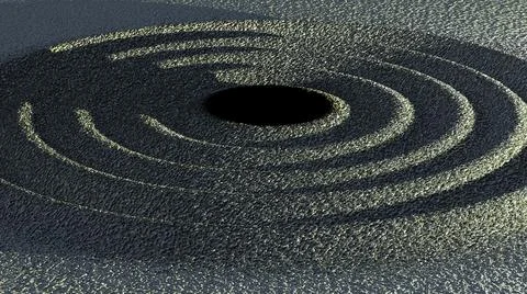 3d rendering of stone on the beach with wave sand Illustration