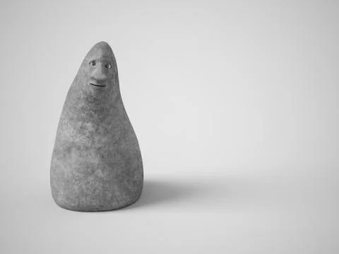 3D rendering of a stone figures with a face. Stock Illustration
