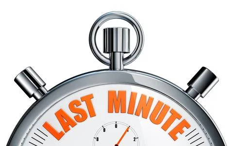 3D rendering of a stop watch with a last minute icon Stock Illustration