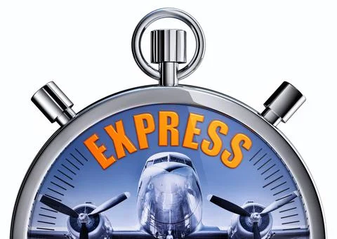 3d rendering of a stopwatch with a express icon Stock Illustration
