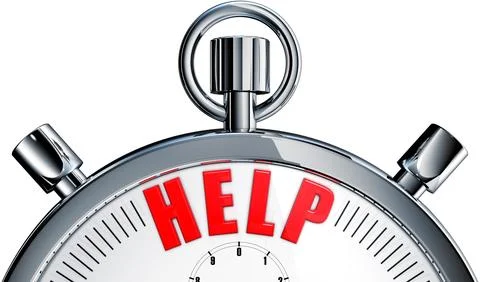 3D rendering of a stopwatch with a help icon Stock Illustration
