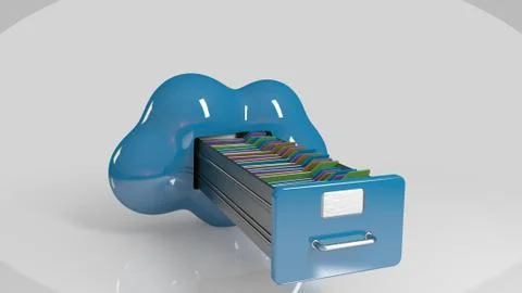 3d rendering of a storage cloud concept on white イラスト素材