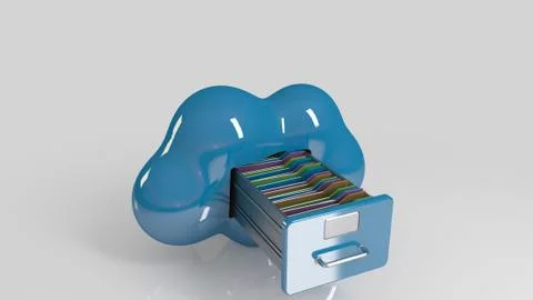 3d rendering of a storage cloud concept on white イラスト素材