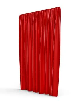 3d rendering of a straight red closed curtain isolated on white background Stock-Illustration