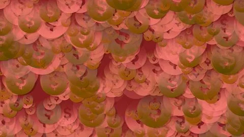 3D rendering of a stream of dollar signs. Signs of different sizes in space Stock-Illustration