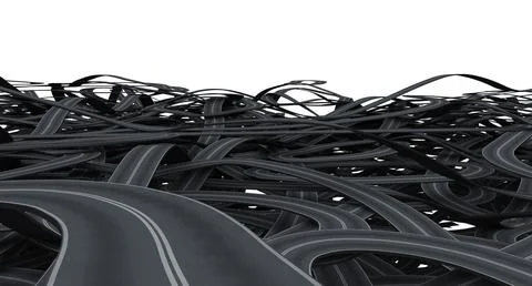 3d rendering of streets confused like a maze Stock Illustration