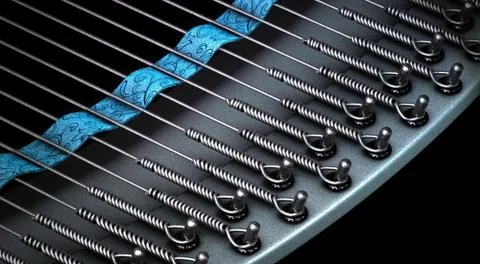 3D rendering of strings of an instrument Stock Illustration