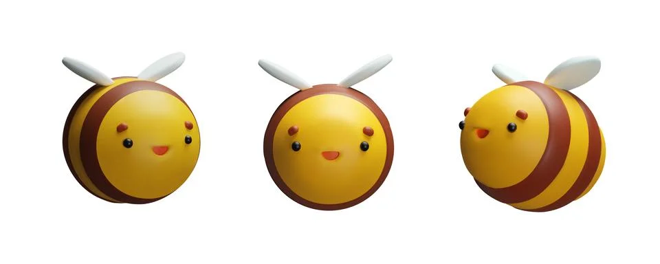 3d rendering striped bee collection. Stock Illustration