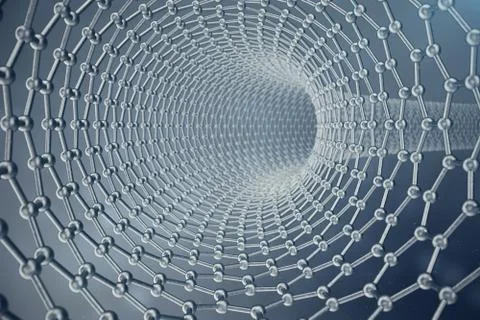 3d rendering structure of the graphene tube, abstract nanotechnology hexagonal Stock Illustration
