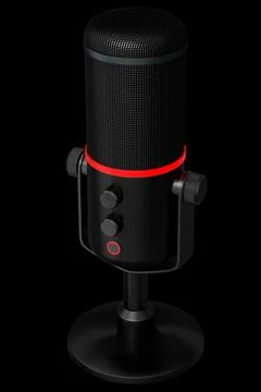 3D rendering of studio condenser microphone isolated on black background Stock Illustration
