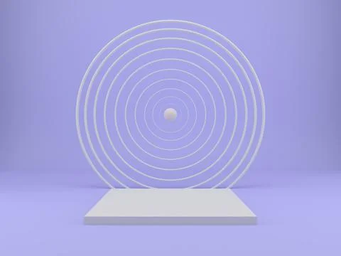 3d rendering studio with geometric shapes, podium on the floor. Platforms for Stock Illustration