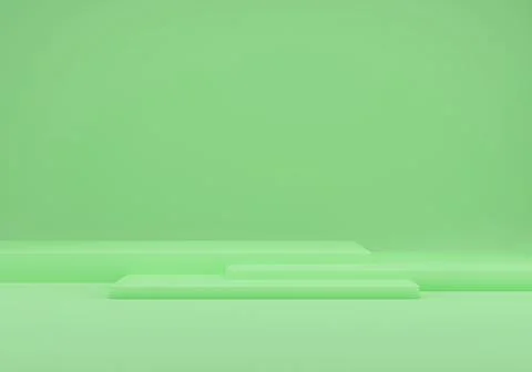 3d rendering studio with geometric shapes, podium on the floor. Platforms for Stock Illustration