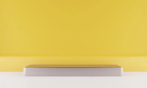 3d rendering studio with geometric shapes, podium on the floor. Platforms for Stock Illustration