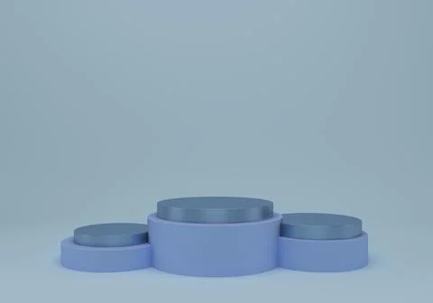 3d rendering studio with geometric shapes, podium on the floor. Platforms for Stock Illustration