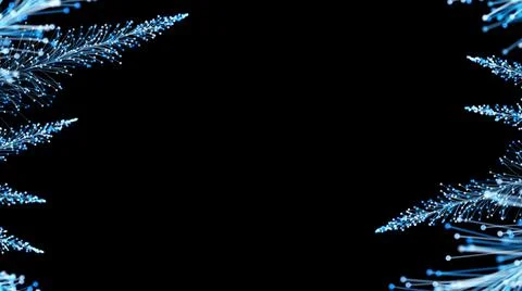 3D rendering of stylish Christmas bright branches on a black background that  Illustrazione stock