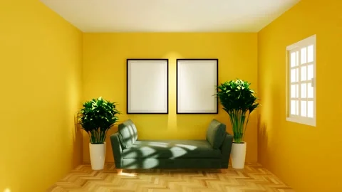 3D Rendering Stylish interior design of living room Stock Footage 145634210