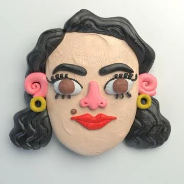 3d rendering of stylized cartoon head. Colorful plasticine figure. Stock Illustration