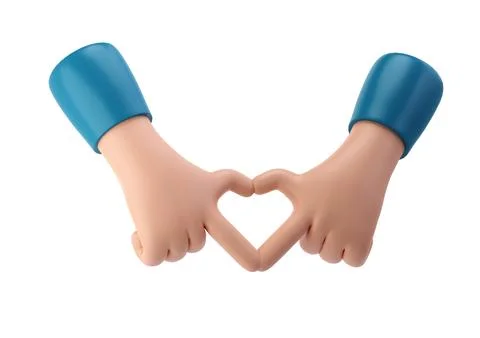 3d rendering stylized hands fold shape of heart. Valentine Finger gesture sign Stock Illustration