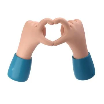 3d rendering stylized hands fold shape of heart. Valentine Finger gesture sign Stock Illustration