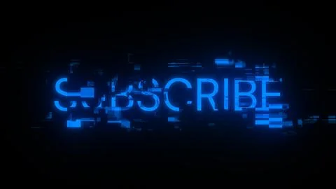 3D rendering subscribe text with screen effects of technological glitches 스톡 일러스트