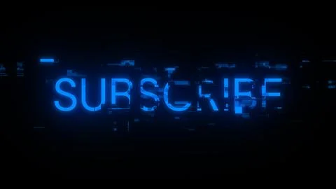 3D rendering subscribe text with screen effects of technological glitches イラスト素材