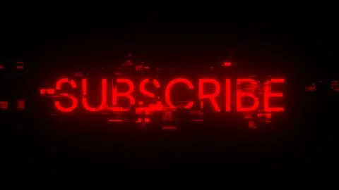 3D rendering subscribe text with screen effects of technological glitches 스톡 일러스트