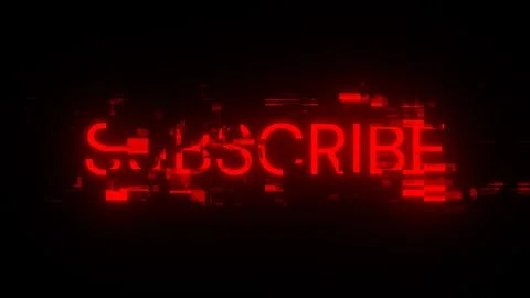 3D rendering subscribe text with screen effects of technological glitches イラスト素材