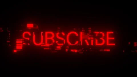 3D rendering subscribe text with screen effects of technological glitches 스톡 일러스트