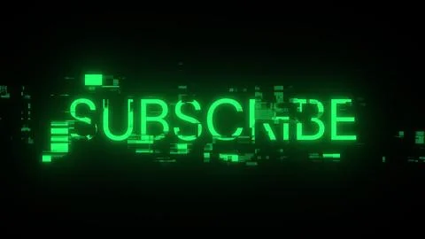 3D rendering subscribe text with screen effects of technological glitches 스톡 일러스트