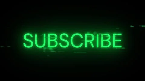 3D rendering subscribe text with screen effects of technological glitches Stock Illustration