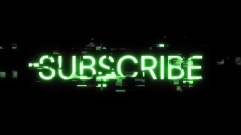3D rendering subscribe text with screen effects of technological glitches 库存插图