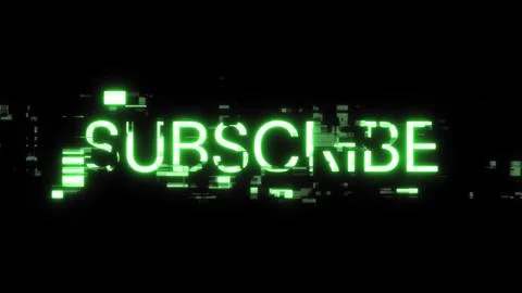 3D rendering subscribe text with screen effects of technological glitches Stock Illustration