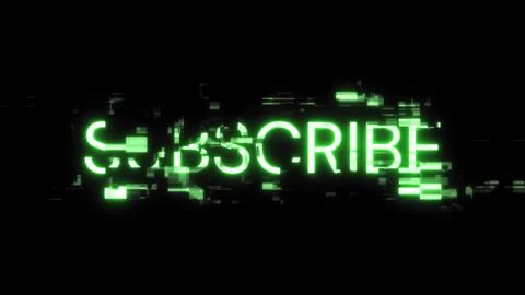 3D rendering subscribe text with screen effects of technological glitches イラスト素材