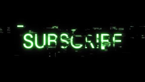 3D rendering subscribe text with screen effects of technological glitches Stock Illustration