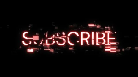 3D rendering subscribe text with screen effects of technological glitches 스톡 일러스트